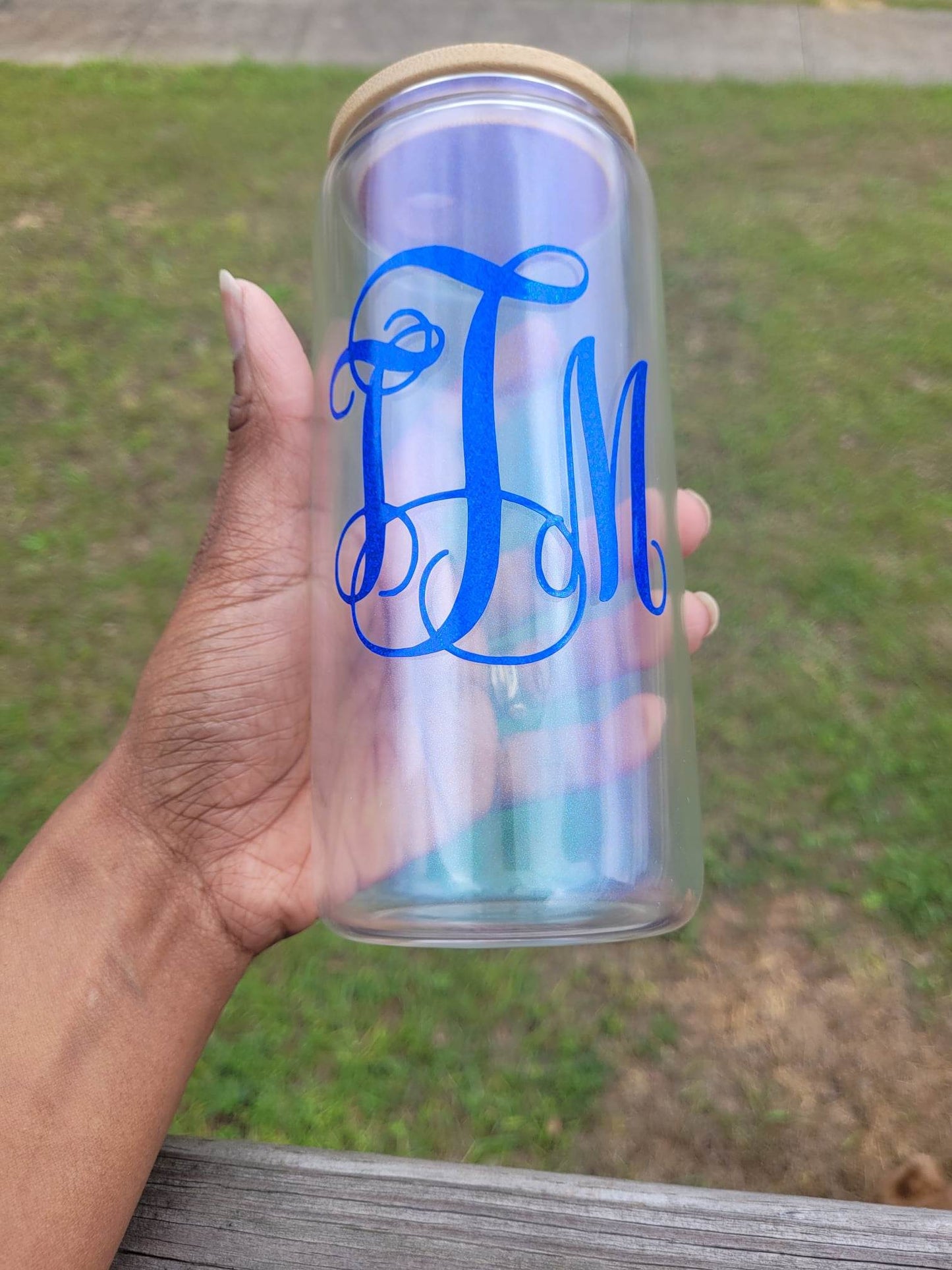 custom 16oz iridescent glass tumblers