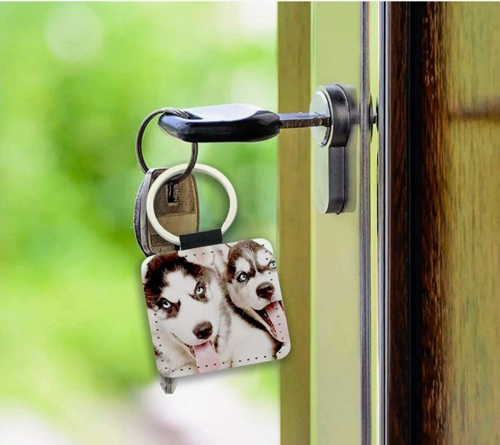 square leather keychains