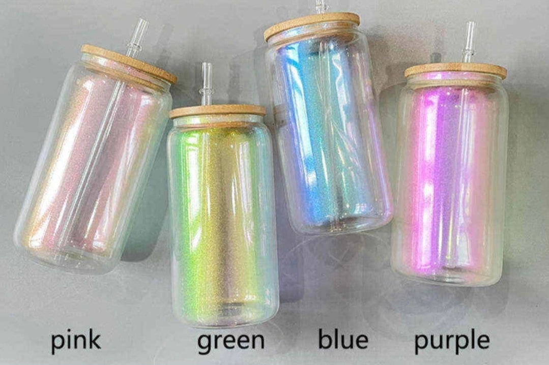 custom 16oz iridescent glass tumblers